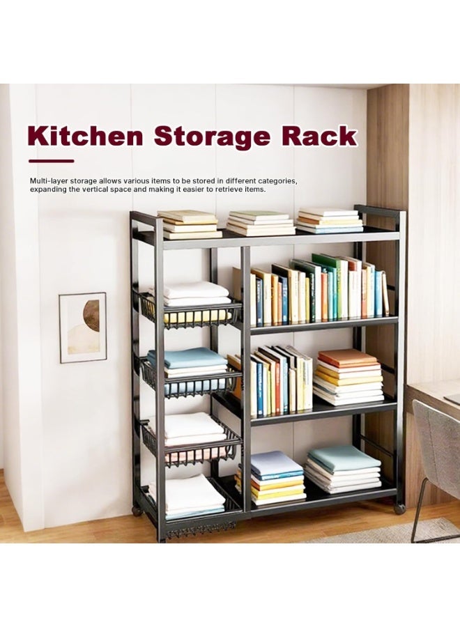 إينابايت رف تخزين معدني أسود بأربعة طبقات قابل للإزالة مع عجلات، لاستخدام المنزل للمطبخ/الغرفة النوم - Image 4